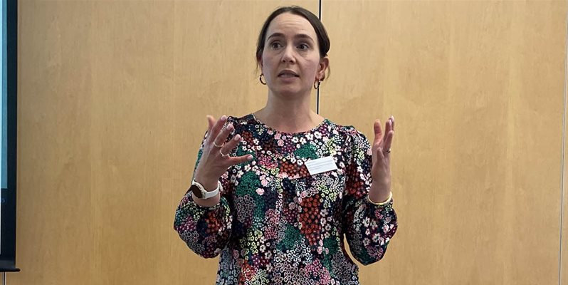 Maddy Bell speaking at the SCHRP conference 2025