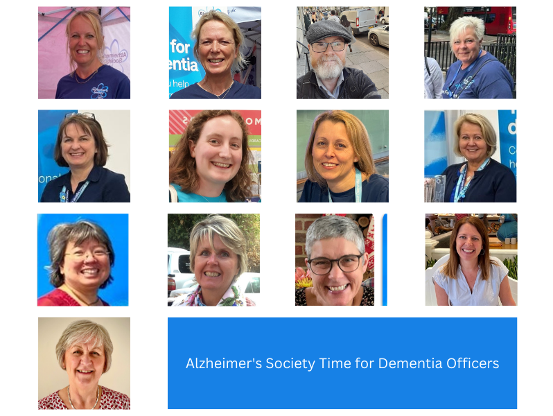 Collage image of profile photos of the Alzheimer's Society TfD Officers